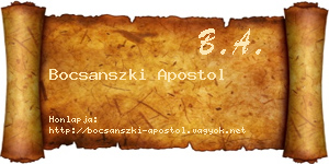 Bocsanszki Apostol névjegykártya